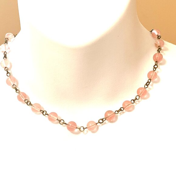 Cherry Quartz Bronze Link Adjustable Choker Necklace - Picture 2 of 14
